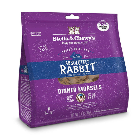 Stella & Chewy's Cat Absolutely Rabbit, Freeze Dried Raw Rabbit, Rabbit for Cats