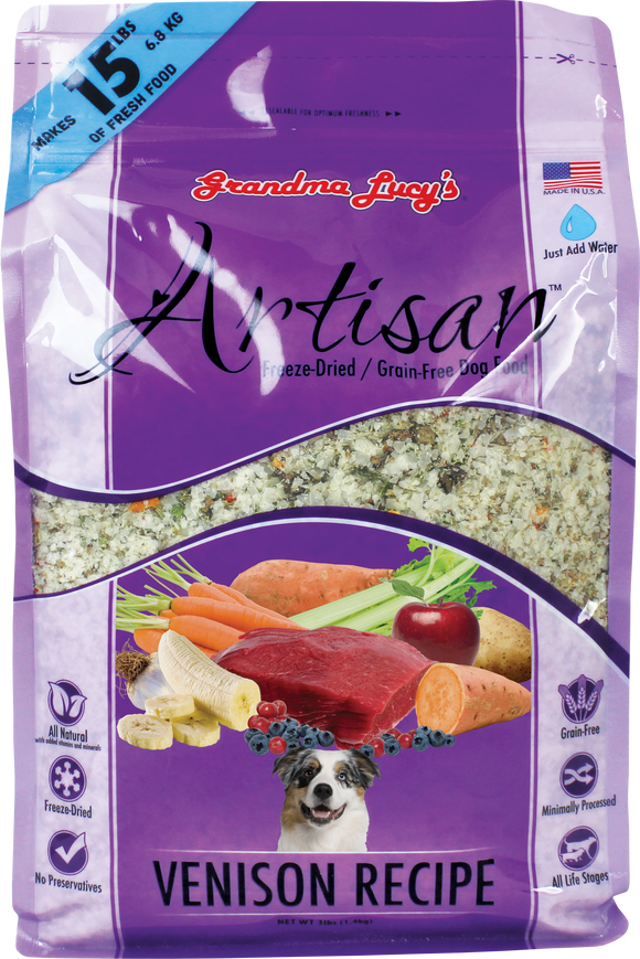 Grandma Lucy's Freeze Dried Artisan Venison for Dogs.