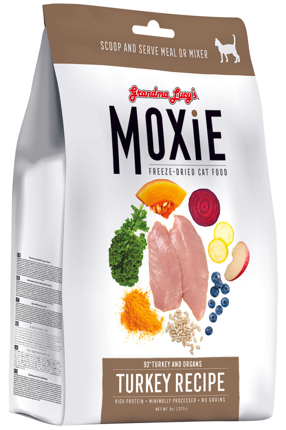 Grandma Lucy's Freeze Dried Moxie Turkey for Cats. Made with 93% meat and organs, grain free.