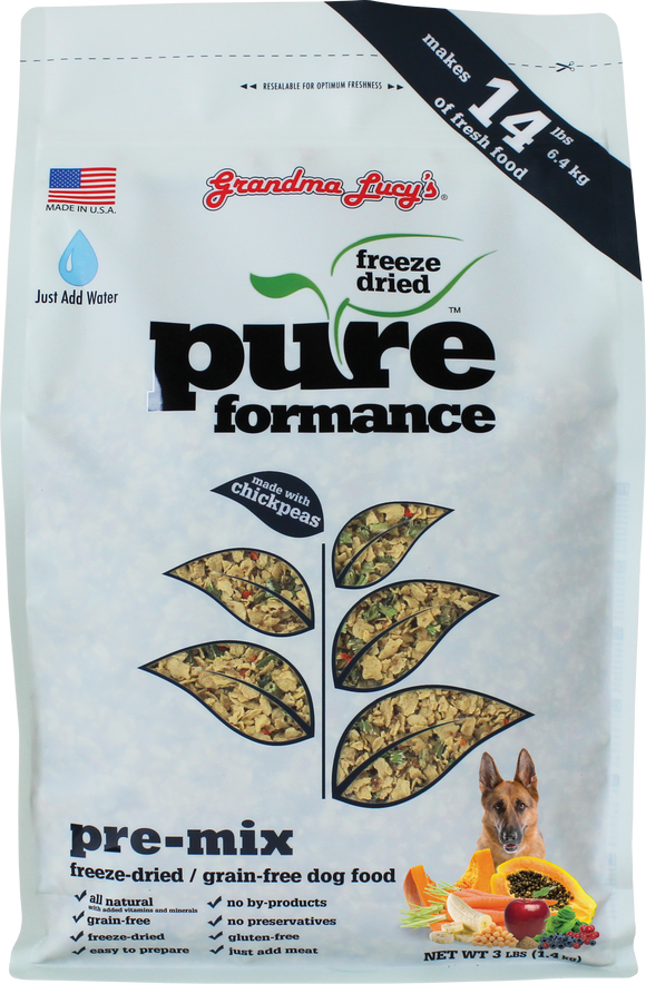 Grandma Lucy's Freeze Dried Pureformance Premix formula with chickpea protein for Dogs