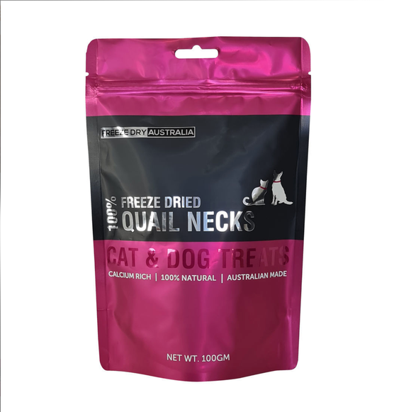 100% Single Ingredient Quail Necks for Dogs from Freeze Dry Australia
